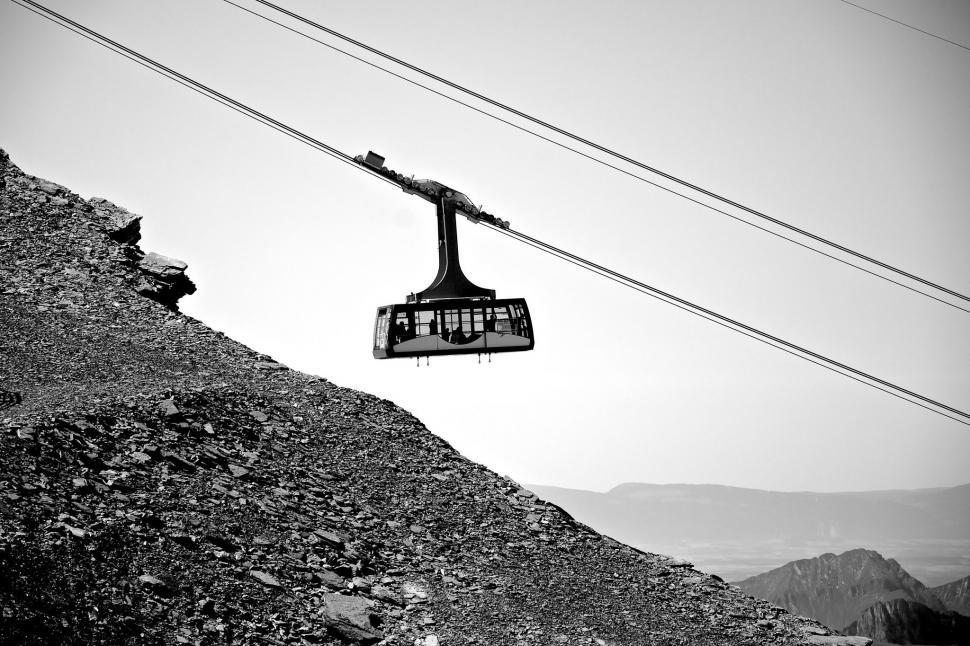 Free Image of Ski Lift in Black and White 
