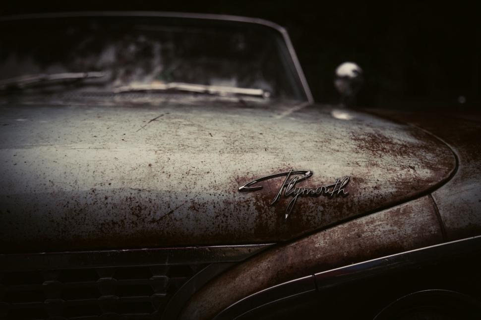 Free Image of Close Up of the Hood of an Old Car 