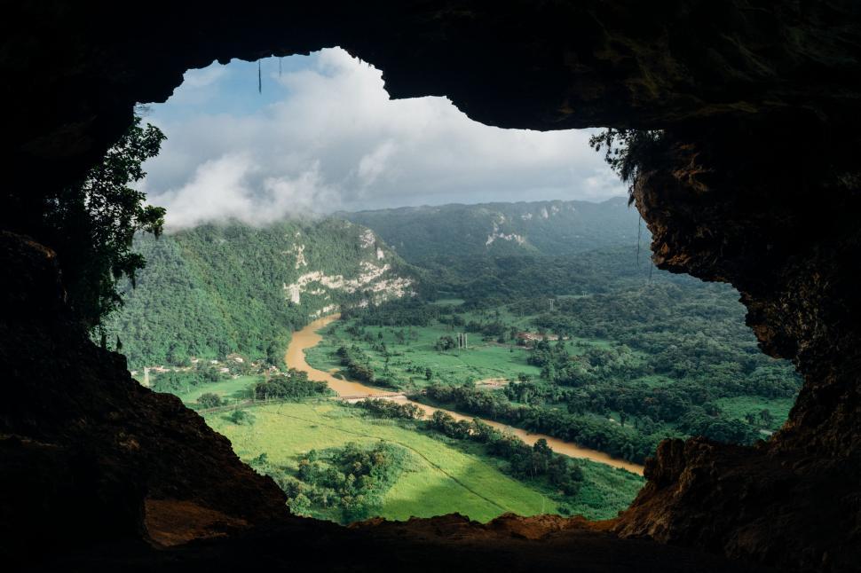 Free Image of Valley View Through Cave 