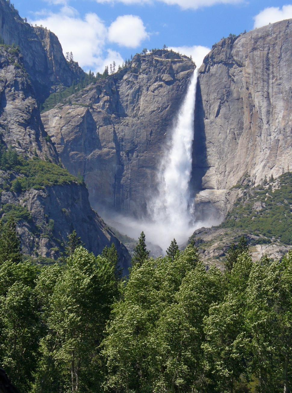 Free Image of Large Waterfall Cascading Down Mountain Side 
