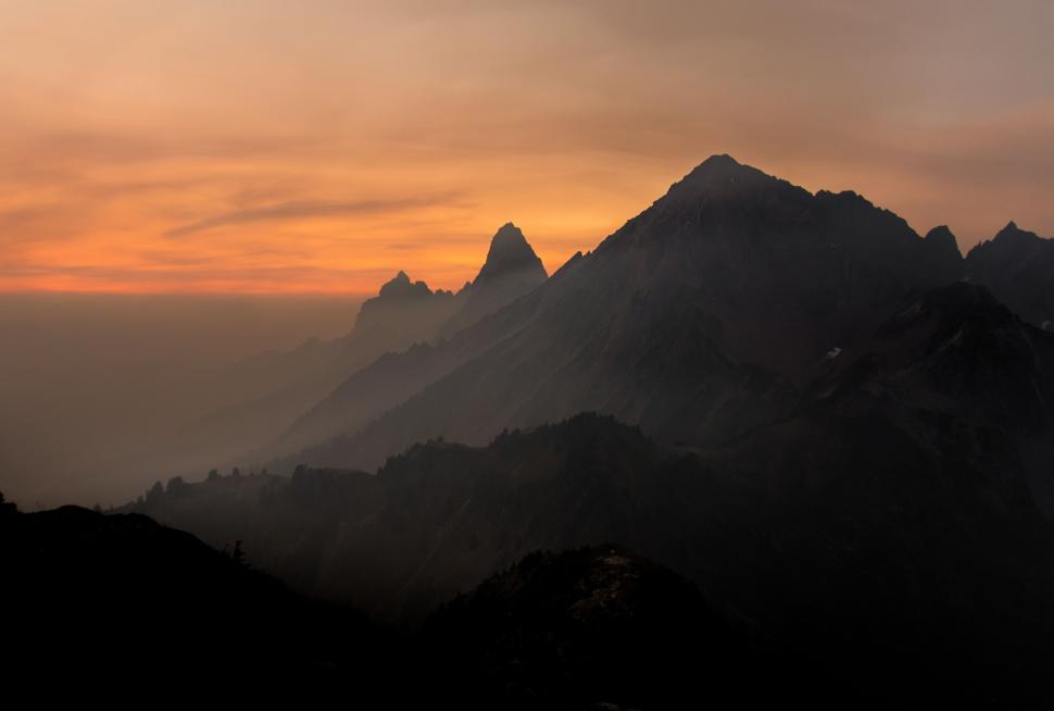 Free Image of Panoramic View of a Mountain Range at Sunset 