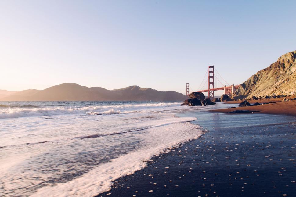 Free Image of Golden Gate Bridge View From Beach 