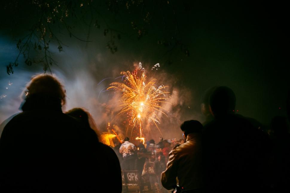 Free Image of Group of People Watching Fireworks Display 