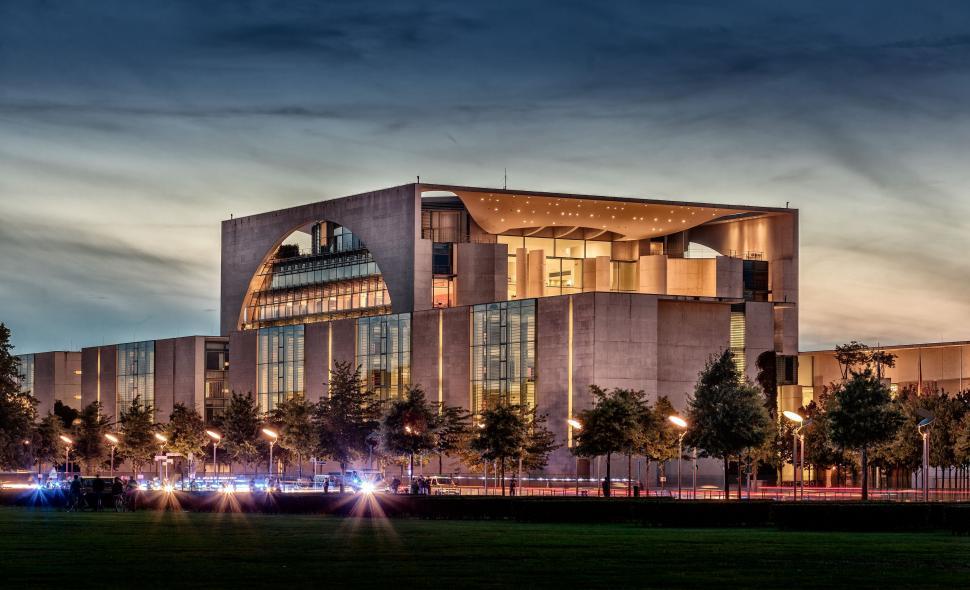 Free Image of Large Building Illuminated at Night 