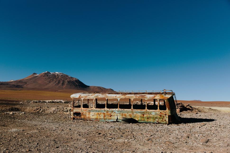Free Image of Abandoned Bus in Remote Location 