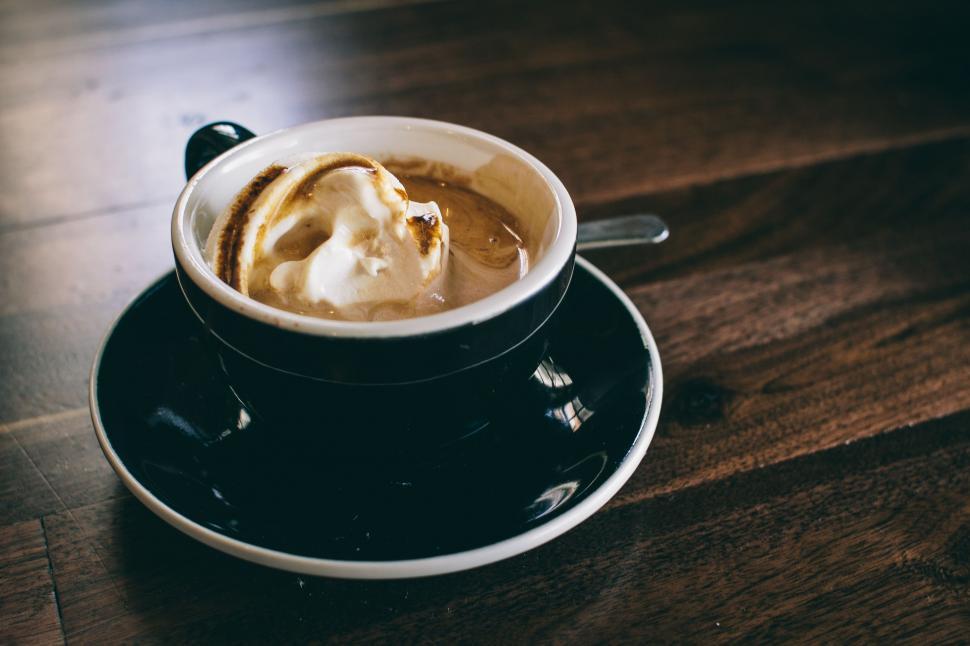 Free Image of cappuccino coffee espresso cup beverage drink cafe hot mug morning breakfast brown caffeine aroma cocoa spoon foam latte black 