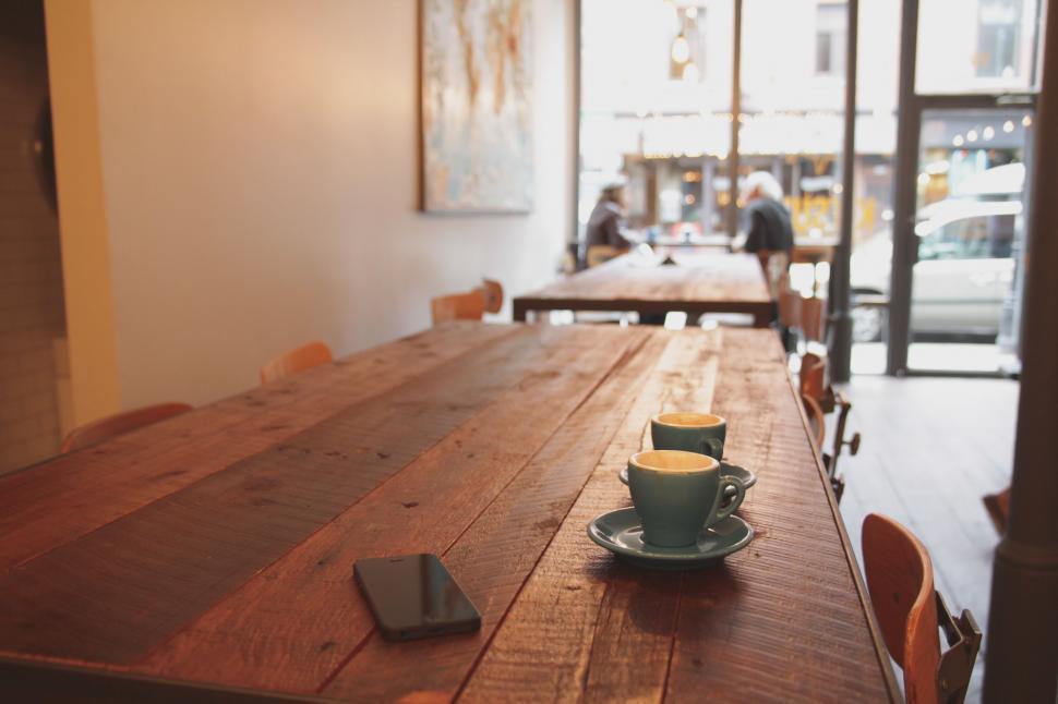 Free Image of Wooden Table With Cup of Coffee 