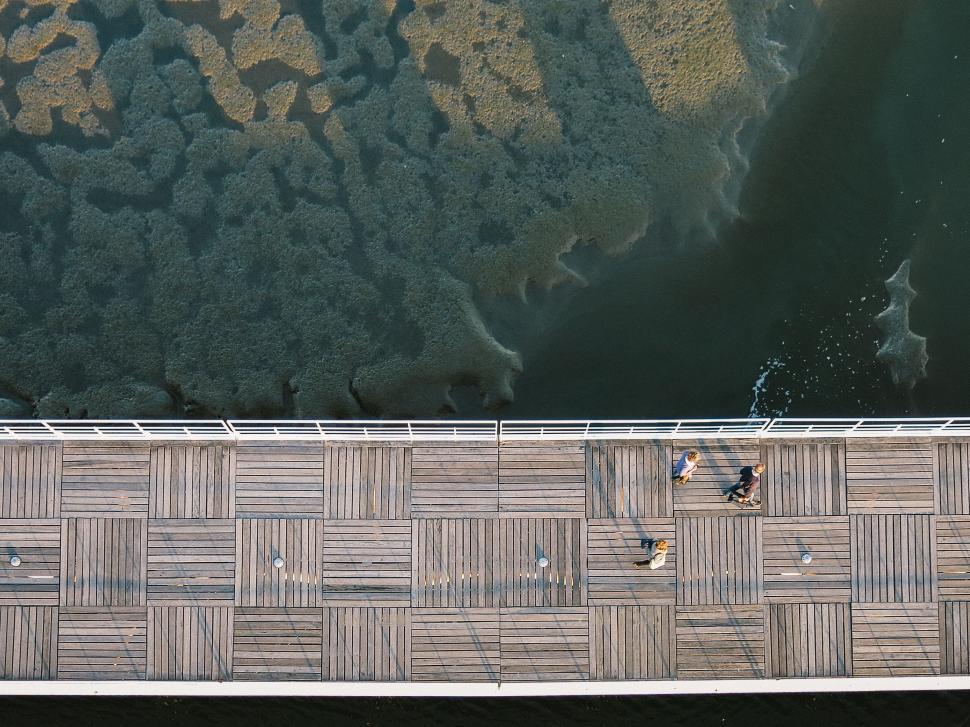 Free Image of Aerial View of Dock and Body of Water 