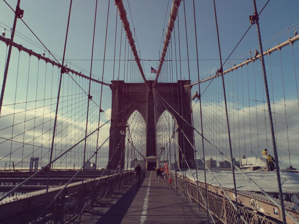 Free Image of A View of the Brooklyn Bridge From a Boat 
