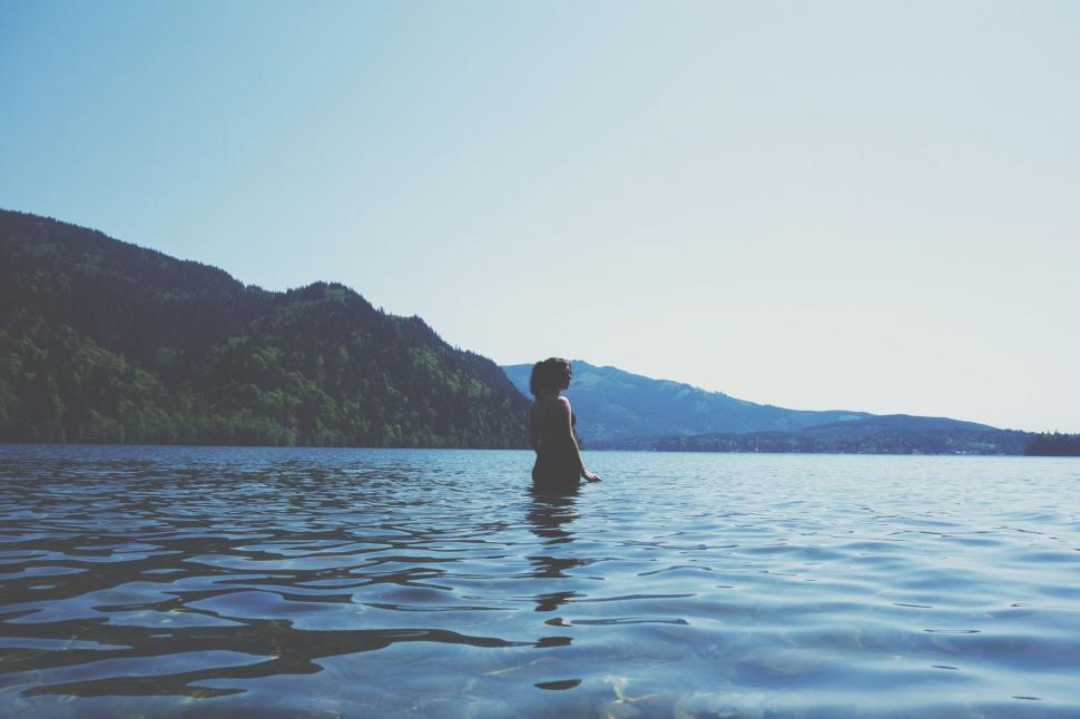Free Image of Person Standing in the Middle of a Body of Water 