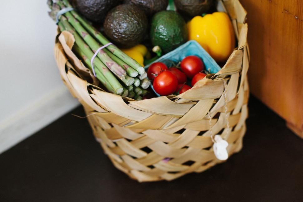 Free Image of Basket Filled With Assorted Fruits and Vegetables 