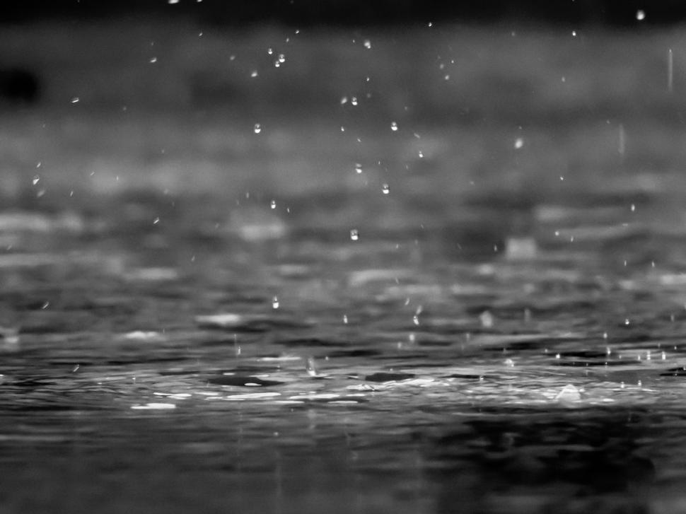 Free Image of Rain Falling in Black and White 
