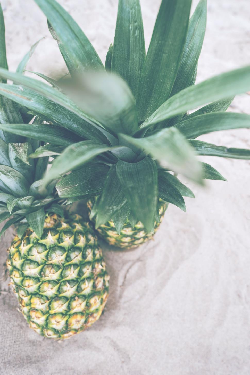 Free Image of Two Pineapples Sitting on a Table 