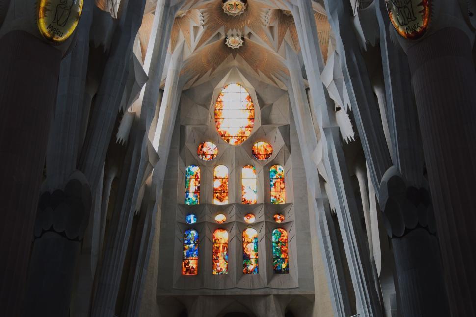 Free Image of Inside the Cathedral With Stained Glass Windows 