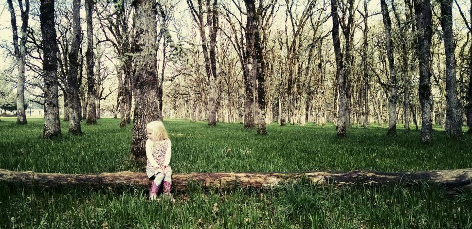 Free Image of Little Girl Standing in Forest 