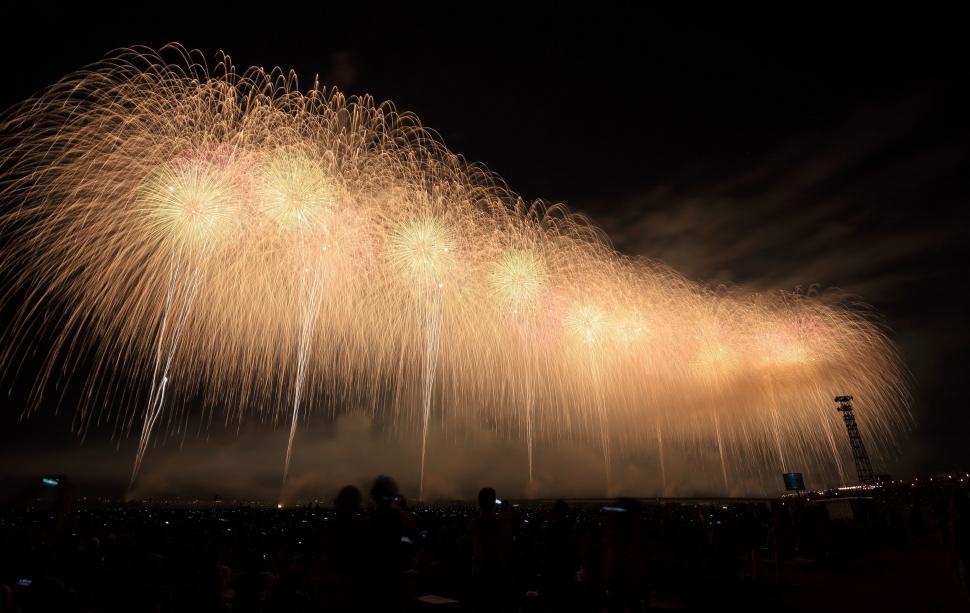 Free Image of Large Fireworks Illuminating Night Sky 