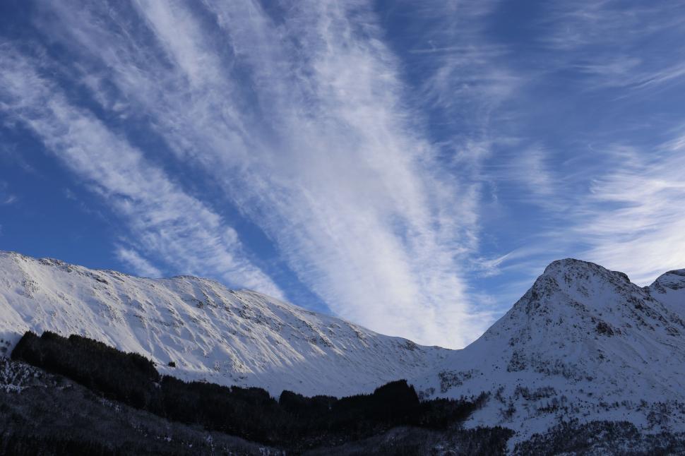 Free Image of Snow Covered Mountain Range Under Blue Sky 