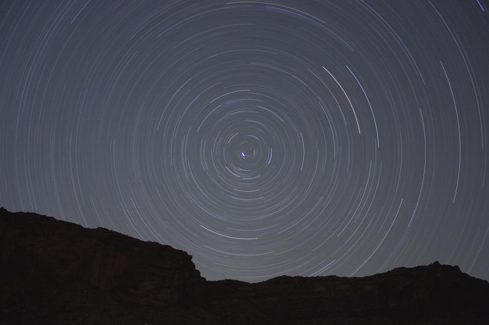 Free Image of Star Trails Above Mountain 