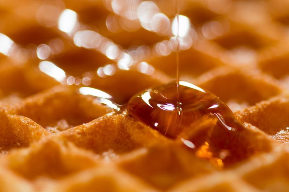 Free Image of Close Up of Waffle With Syrup 