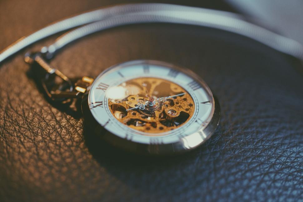 Free Image of Close Up of Watch on Leather Surface 