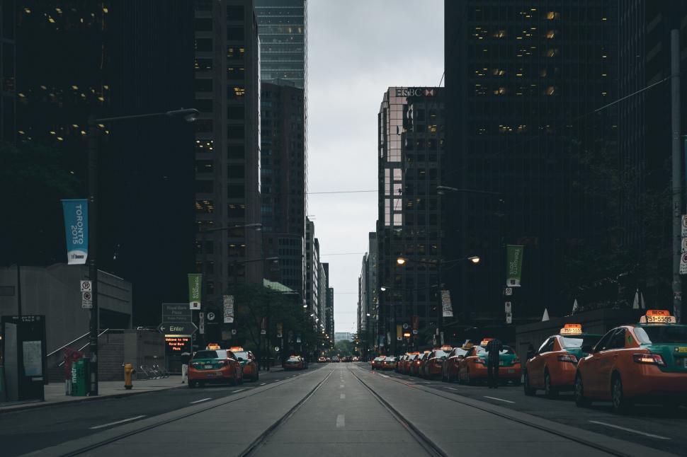Free Image of Busy City Street With Tall Buildings 