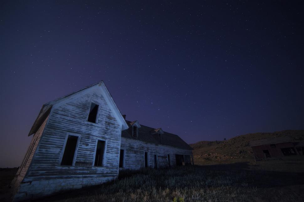 Free Image of Abandoned House in Field at Night 