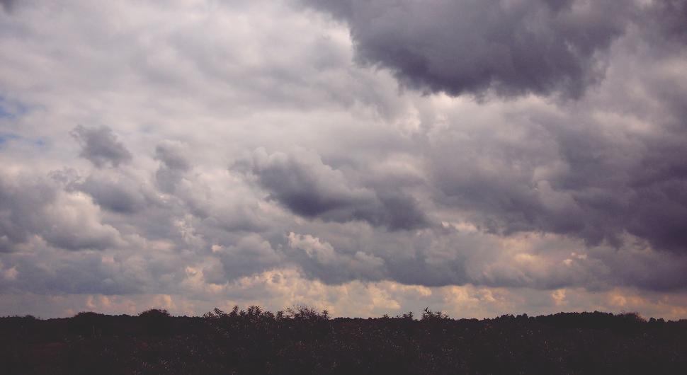 Free Image of Cloudy Sky With Trees in Foreground 