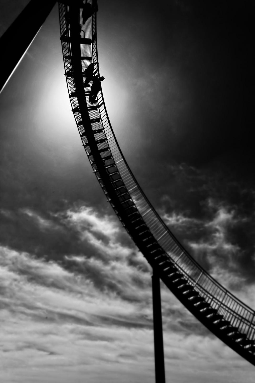 Free Image of Roller Coaster Ride in Black and White 