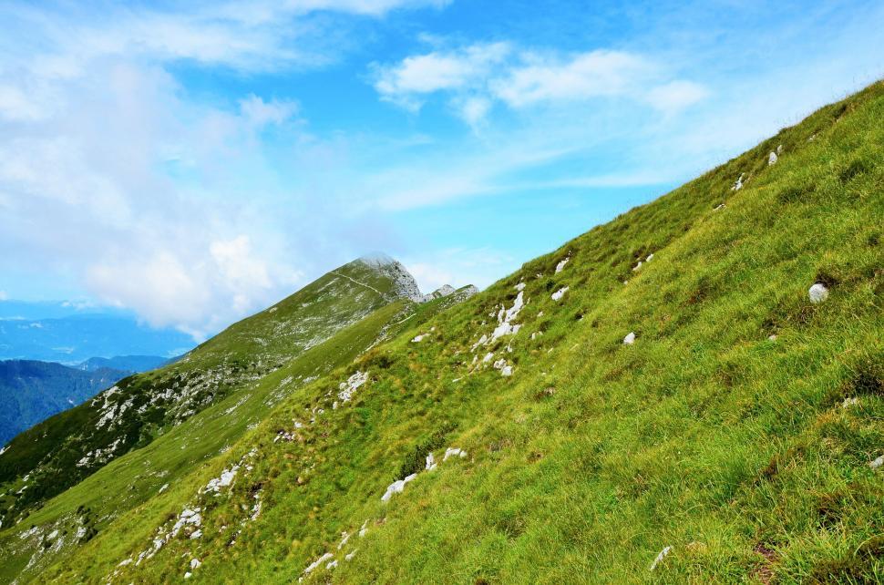 Free Image of Grassy Hill With Mountains in Background 
