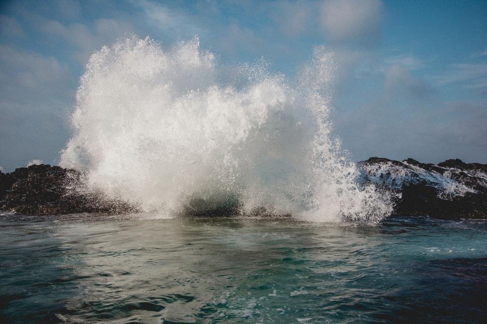 Free Image of Powerful Wave Crashing on Ocean Rocks 