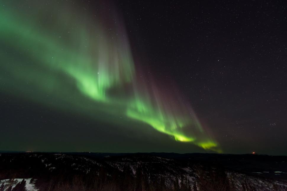 Free Image of Green and Yellow Aurora Bore in the Night Sky 