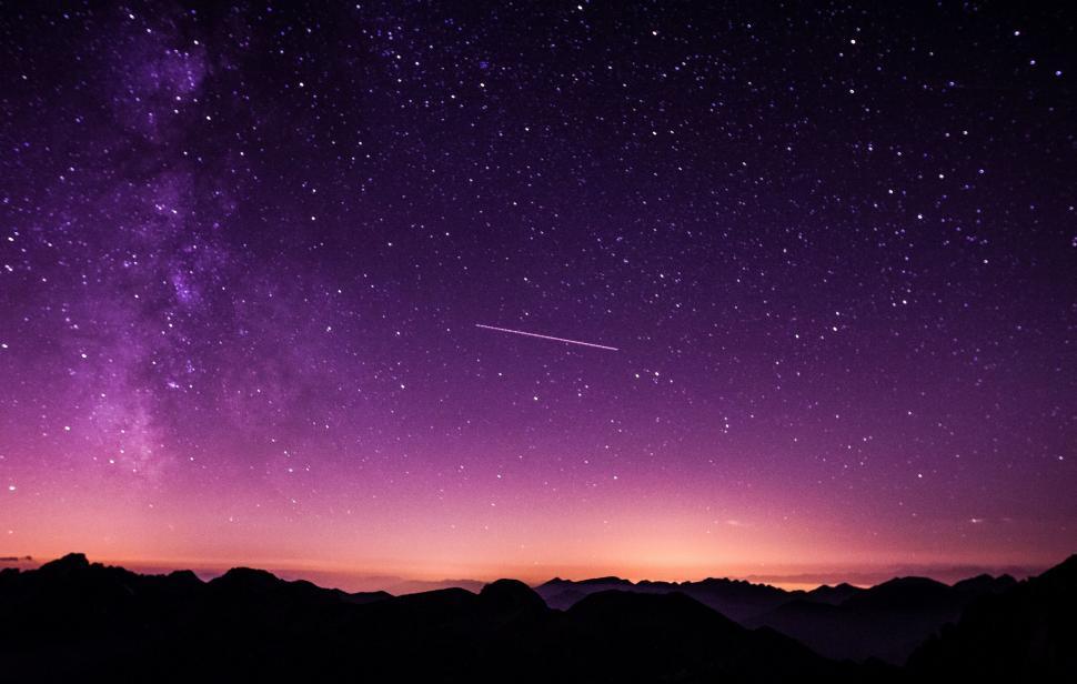Free Image of Purple Sky With Stars and Shooting Star 