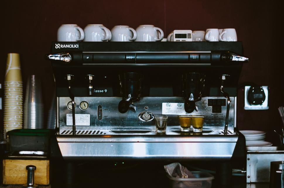 Free Image of Coffee Machine on Metal Counter 