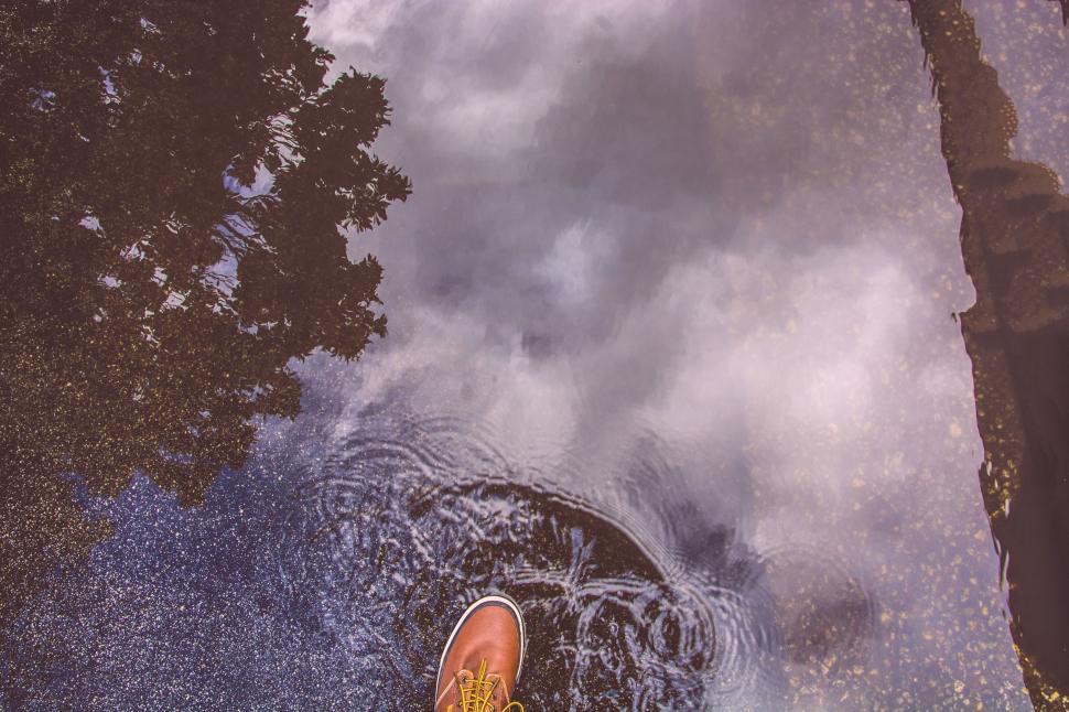 Free Image of Person Standing in Water With Feet Submerged 