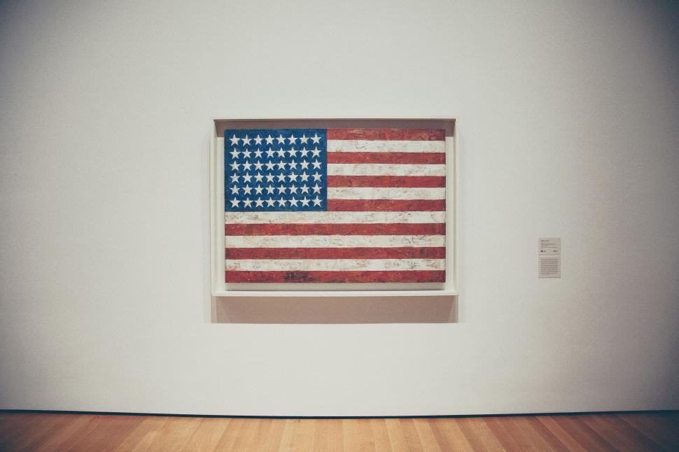 Free Image of American Flag Displayed on Museum Wall 