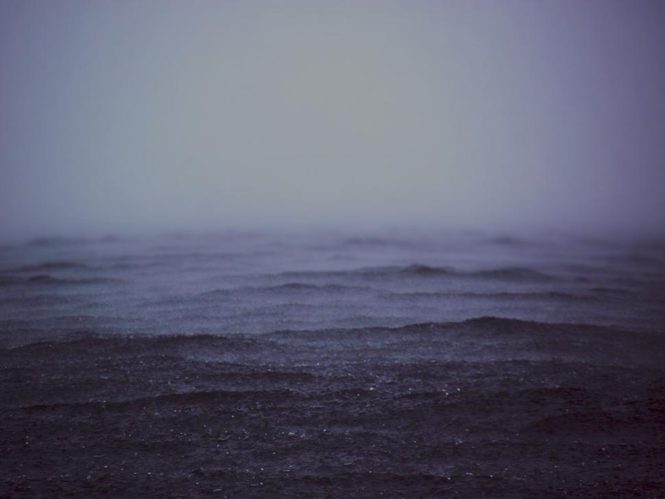 Free Image of Dark and Foggy Night Over the Ocean 