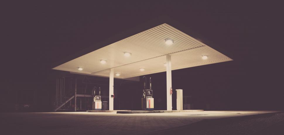 Free Image of Gas Station Illuminated at Night Time 