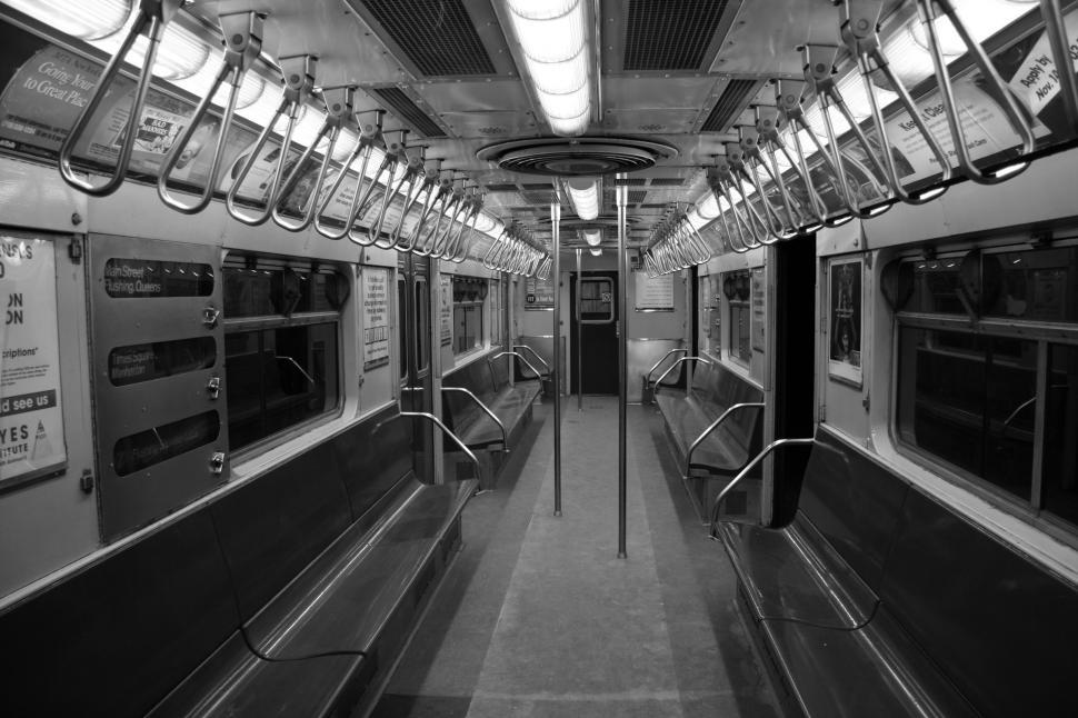 Free Image of Subway Train in Black and White 