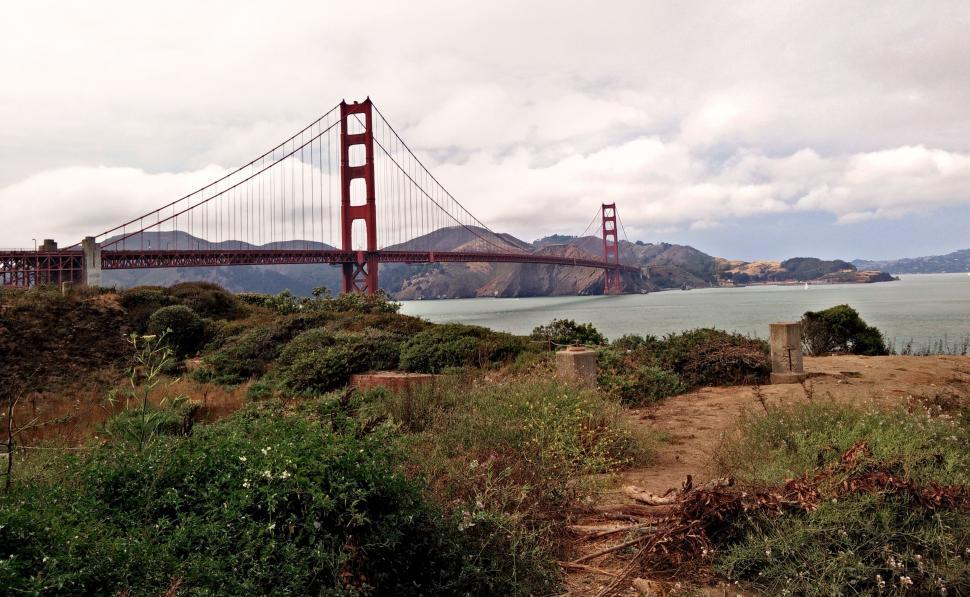 Free Image of A View of the Golden Gate Bridge From a Trail 