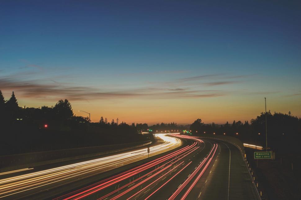 Free Image of Illuminated Highway at Night 