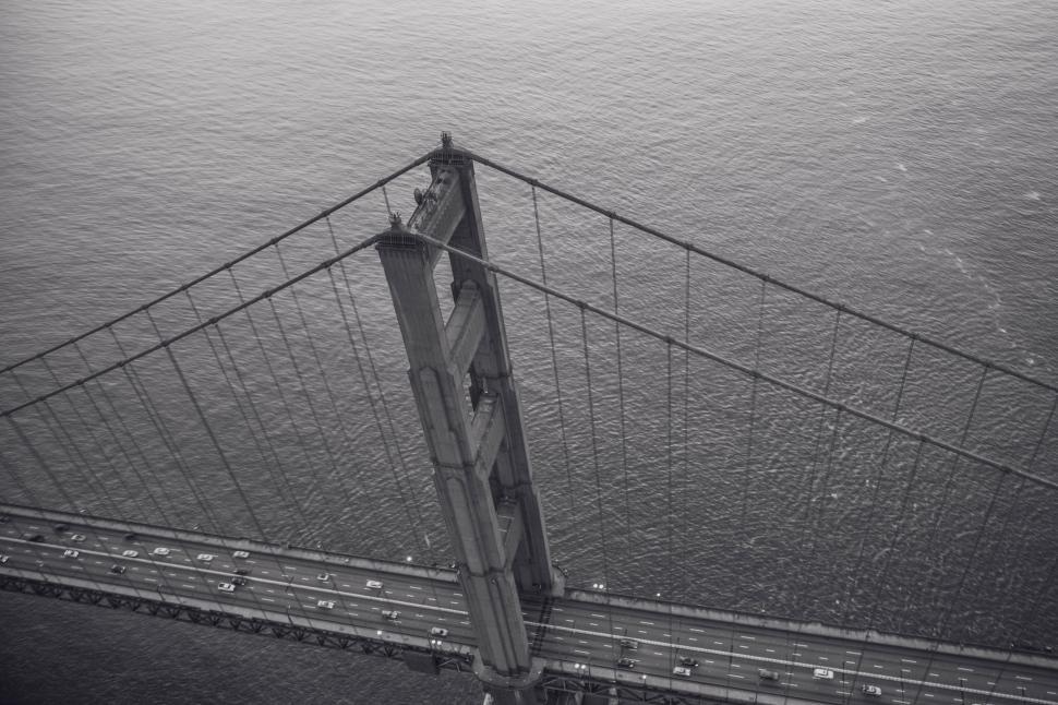 Free Image of The Top of a Bridge in Black and White 