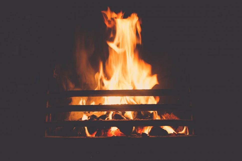 Free Image of Fire Burning in Fireplace on Black Background 