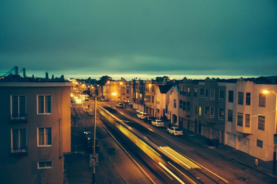 Free Image of Night View of City Street 