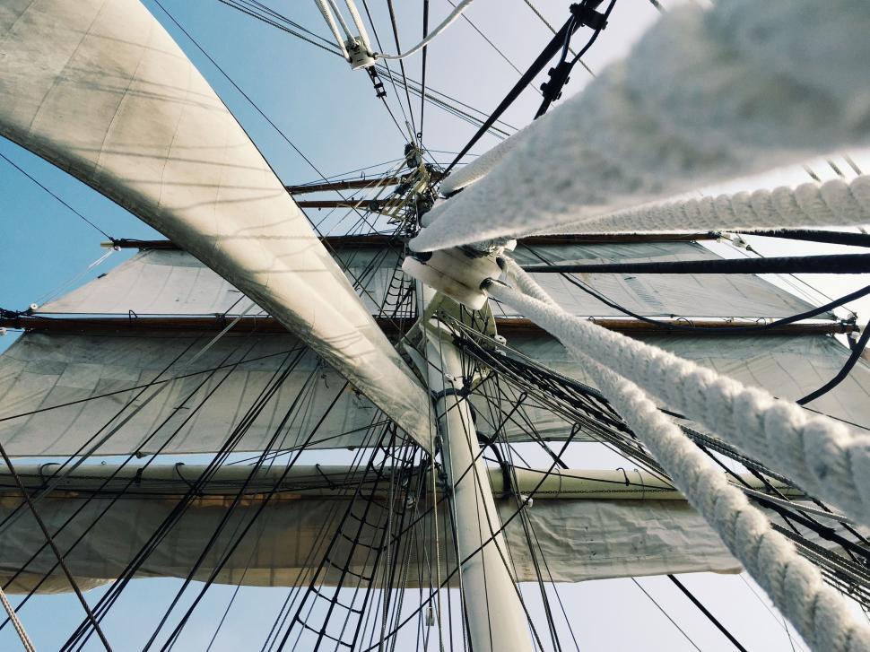 Free Image of Close Up of the Sails of a Sailboat 
