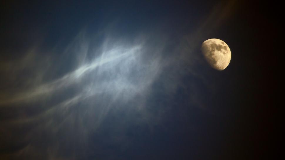 Free Image of Bright Moon Shining in Dark Sky 
