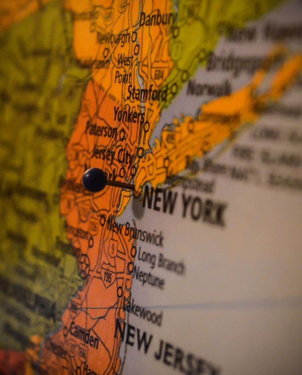 Free Image of Close Up of a Map of New York 