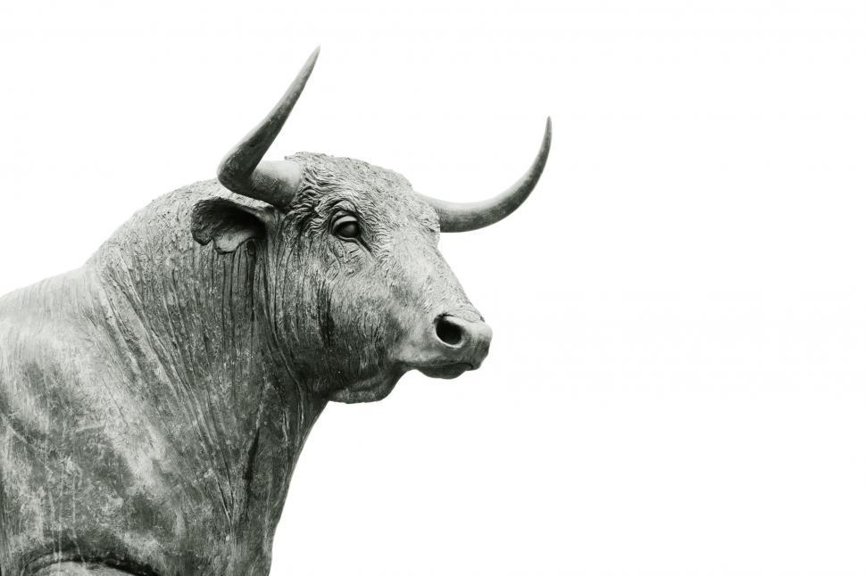 Free Image of Statue of a Bull in Black and White 
