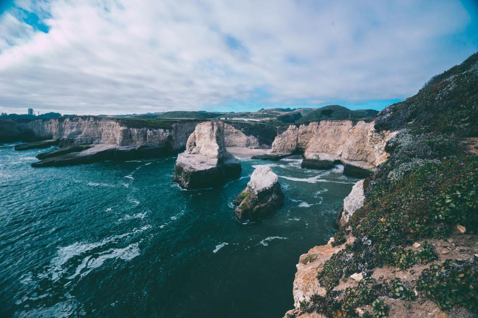 Free Image of Aerial View of the Ocean and Cliffs 