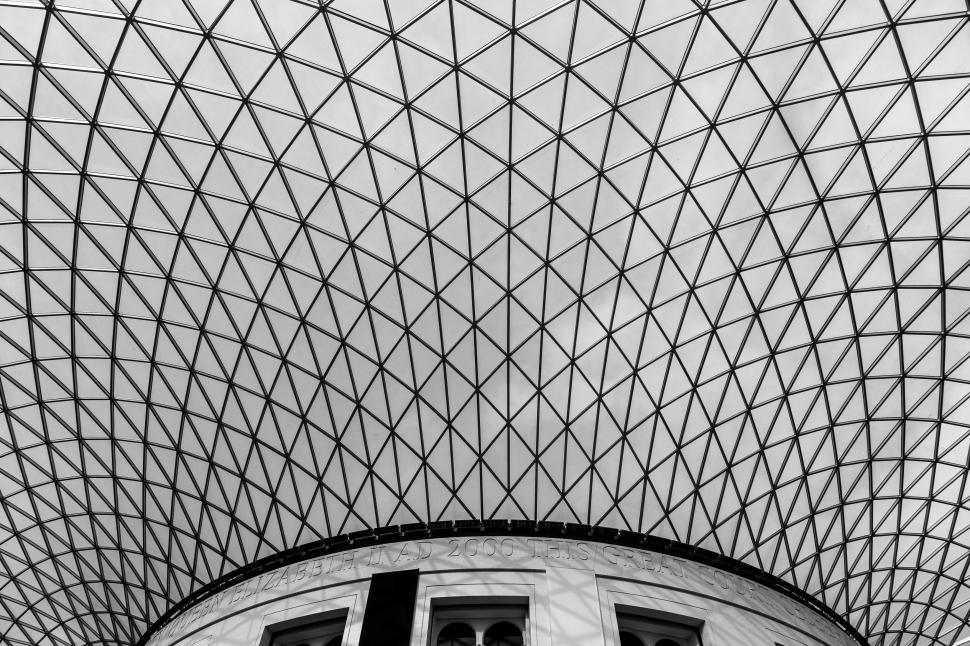 Free Image of Intricate Patterns of a Black and White Building Ceiling 