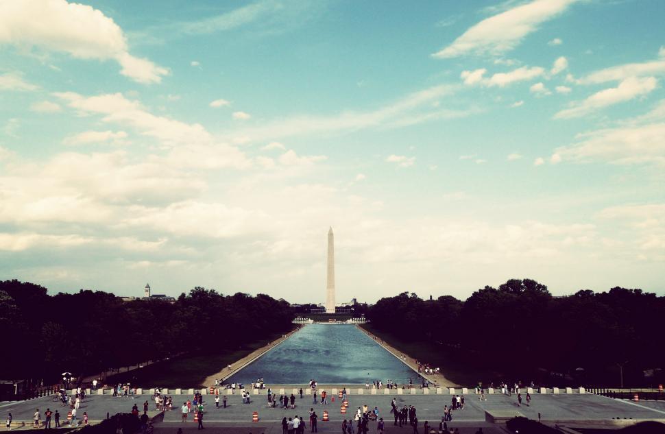 Free Image of Group of People in Front of Washington Monument 
